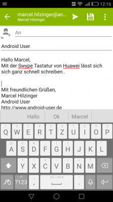 Die vorinstallierte Swype-Tastatur lässt sich ebenfalls im Einhandmodus benutzen.