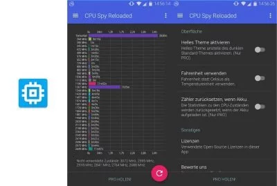 CPU-Zustände, Wakelocks, Geräte-Infos. Alles im Blick behalten mit CPU Spy Reloaded.