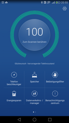 Der vorinstallierte Telefonmanager ersetzt zusätzliche Saubermacher-Apps.