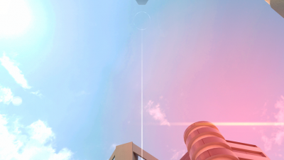 Ein Lichtstrahl schießt vom Himmel und umhüllt Chloe.