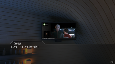 Ein Fernsehbericht in der Bar zeigt auf einmal Chloe….