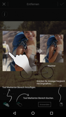 Du entfernst per Fingertipp störende Details aus deinem Bild.