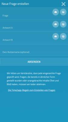 Du selbst erstellst Fragen für die App. Pro Frage erhältst du ein Los für das Gewinnspiel.