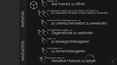 Über den Info-Button siehst du die Steuerung.
