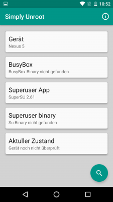 Hier tippst du auf das Such-Symbol, um die Root-Rechte zu prüfen.
