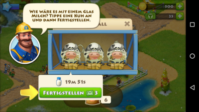 Du fütterst deine Kühe, melkst sie und verkaufst die Milch.