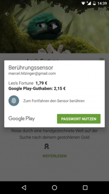 Wer oft im Play Store kauft, wird sich über die bequeme Funktion zum Bezahlen freuen.