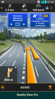 Die Navigon-App verfügt auch über einen Spur-Assistenten.