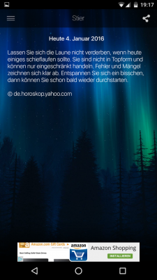 Das aktuelle Horoskop für den jeweiligen Tag wird immer direkt aufgerufen.