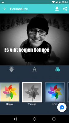 Du fügst Texte und Filter deinem Bild hinzu.