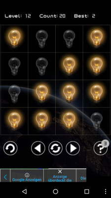 Je höher du im Level bist, desto schwieriger wird es alle Lampen zum leuchten zu bringen.