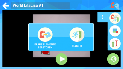 Ob blaue Elemente zerstören oder flüchten. Du gibst an wie dein Spiel beendet wird.