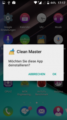 Wenn du auf Clean Master lieber verzichtest, dann kannst du die App komplett deinstallieren.