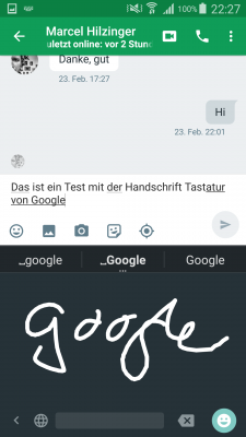Du kannst deine Texte auch ganz einfach mit dem Finger oder einem Stift schreiben.