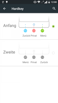 In den Einstellungen legst du unter "Hardkey" fest, ob die Zurücktaste wie bei Samsung rechts sein soll oder wie bei allen anderen Androiden links.