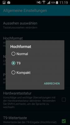 In den Einstellungen des Smart Keyboards findest du die Variante für T9.