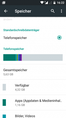 Über 4 GByte an Speicher sind für deine Apps frei. Fotos und Musik kannst du auch auf einer MicroSD-Karte speichern.
