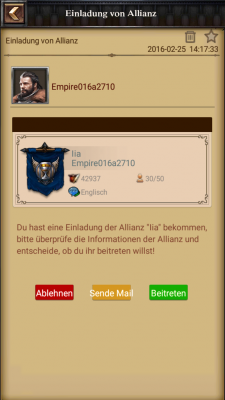 In deinem Postfach befinden sich Einladungen möglicher Allianzen.