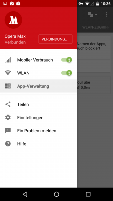 Im Menü rufst du die App-Verwaltung auf um einzelne Apps zu blockieren.