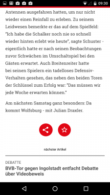 Es besteht die Möglichkeit den Artikel zu teilen oder als Favorit zu markieren.
