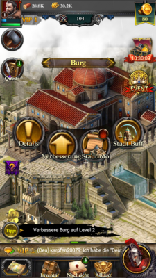 Du verbesserst deine Gebäude um in höhere Level zu kommen.