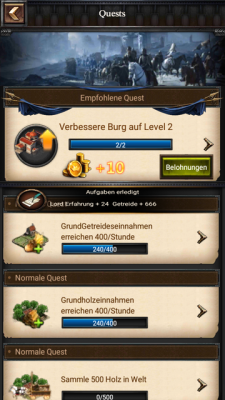 Mit den Quests spielst du dir weitere Belohnungen frei.