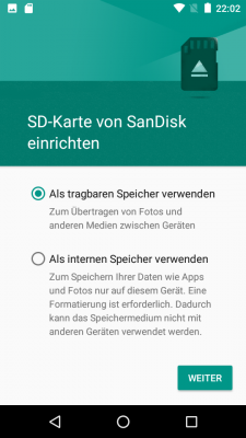 Neu in Android 6: Die microSD-Karte lässt sich als interner Speicher formatieren.