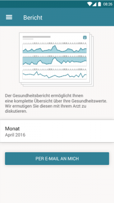 Auf Wunsch kannst du dir selbst oder deinem Arzt einen kompletten Bericht schicken lassen.