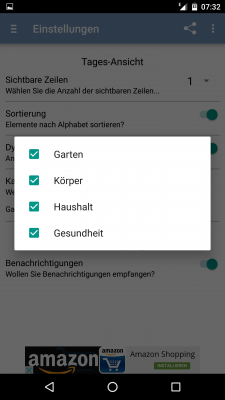 Du hast die Möglichkeit dir verschiedene Kategorien anzeigen zu lassen.