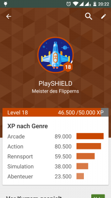 Über den Stift oben rechts kannst du dein Play-Games-Profil bearbeiten.