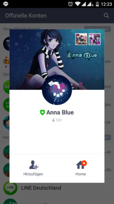 Anna Blue hat einen offiziellen Channel beim LINE Messenger.