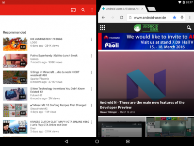 Mittels Wischgeste von unten über den viereckigen Fensterbutton schaltest du den Split-Screen-Modus ein.