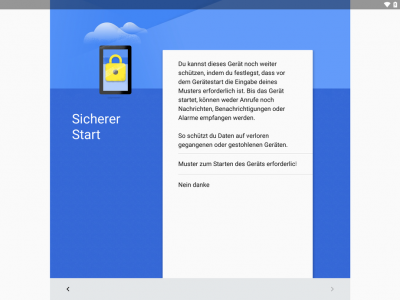 Android N fragt beim ersten Start nach, ob das Gerät komplett verschlüsselt werden soll.