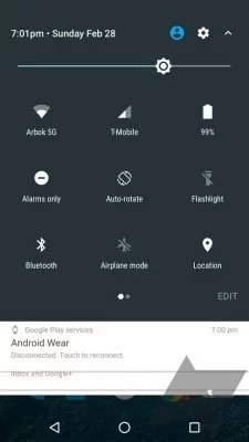 Mockup: Auch die Schnelleinstellungen zeigen sich unter Android N in einem neuen Look. © androidpolice.com