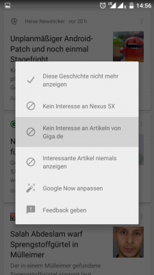 Wenn Google ein bestimmtes Thema erkennt, wie hier das Nexus 5X, dann kannst du auch diesen Themenbereich blockieren.