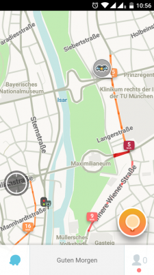 Mit Waze bist du immer bestens informiert, wie es gerade um den Verkehr steht.