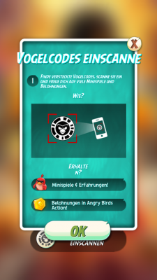 Scanne diesen Vogelcode ein, um ein Minigame oder eine Belohnung zu erhalten.