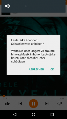 Bei dieser Einstellung ist selbst in einem stillen Raum über den Kopfhörer kaum etwas zu hören.