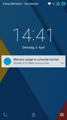 Auch auf dem Lockscreen hast du den RAM- und CPU-Verbrauch immer im Blick.