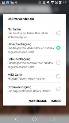 Bei der Auswahl einer Verbindung kannst du dich für IMMER entscheiden.
