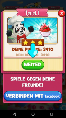 Sobald das Level geschafft ist werden Sterne verteilt.