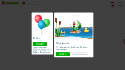 Einige spaßige Sachen müssen mit Münzen aus dem echten Portemonnaie bezahlt werden.