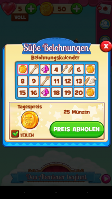 Für das tägliche Einloggen erhältst du Belohnungen.