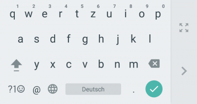 Die Taste für die Emoticons befindet sich nun links. Das Bild zeigt den Einhandmodus für links.