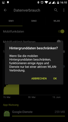 Kommst du mit deinem Datenvolumen praktisch nie über die Runden, dann versuche es mal mit dem Ausschalten der Hintergrunddaten.