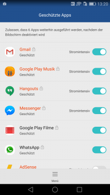 Damit WhatsApp-Nachrichten immer rechtzeitig eingehen, muss WhatsApp zu den geschützten Apps gehören.