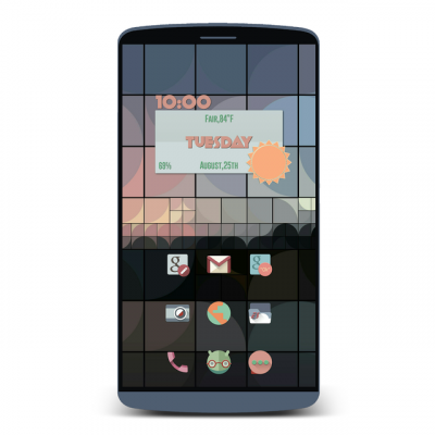 Mit dem passenden Wallpaper und Widgets zusammen sieht das Retrorika Icon Pack besonders gut aus.
