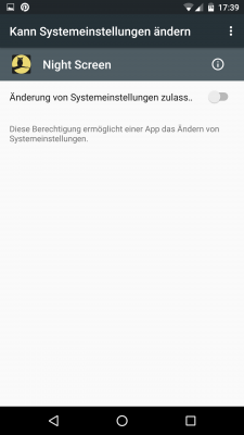 Du gibst der App die Berechtigung sich über die Systemeinstellungen hinwegzusetzen.