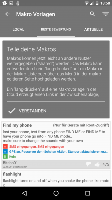 Deine selbst erstellten Makros können von dir mit anderen geteilt werden.