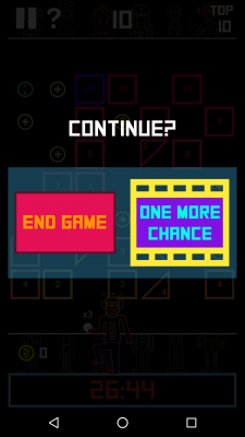 Das Spiel endet sobald die weiße Linie mit einem Kästchen kollidiert ist.